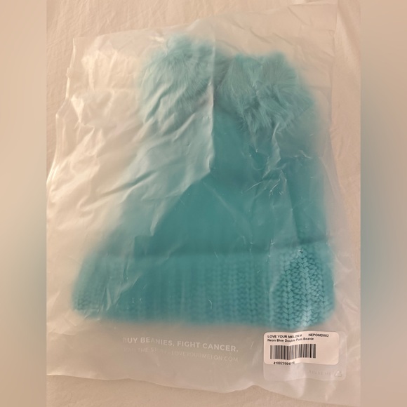 Love your Melon Neon Blue double Pom-Pom Beanie - Picture 2 of 2